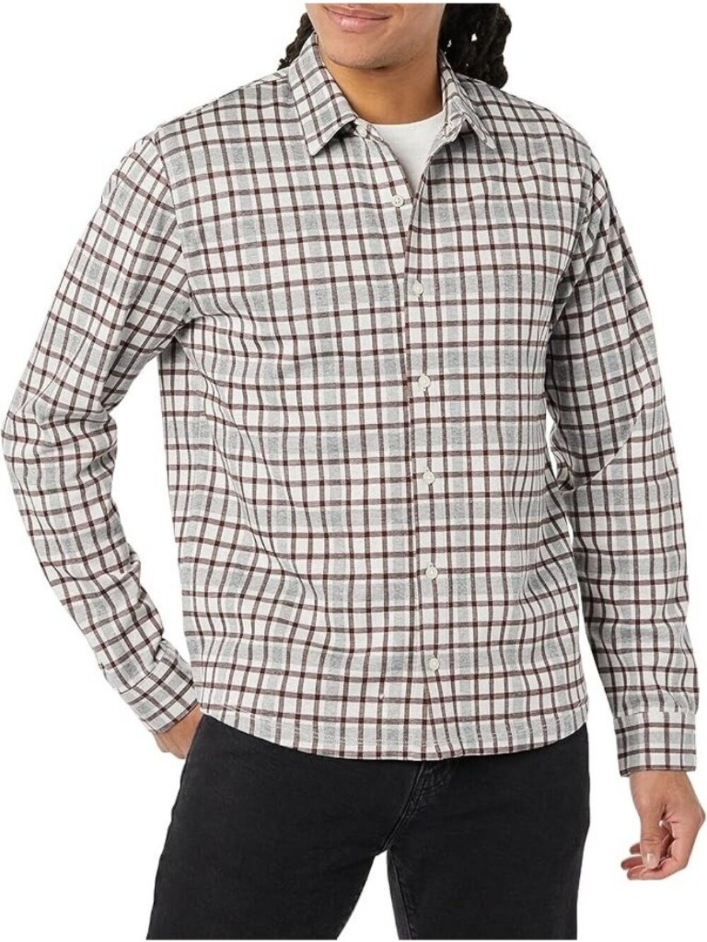 VINCE Shirt Men’s Sz L Multicolor Plaid 100% Cotton Knit Button Stretch